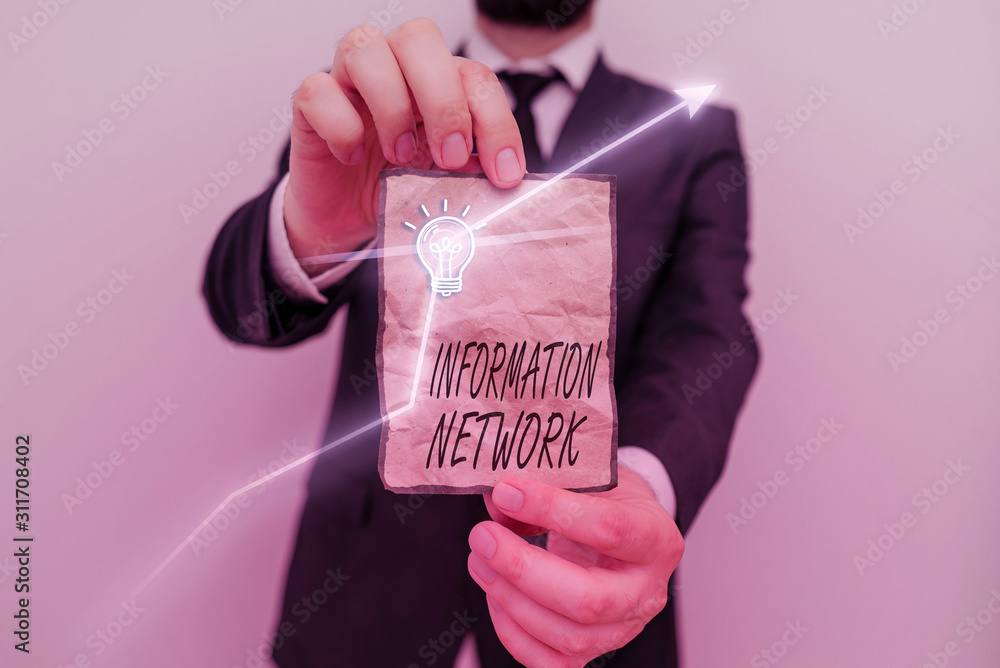 Poster handwriting text writing information network. conceptual photo computers were linked together to sha