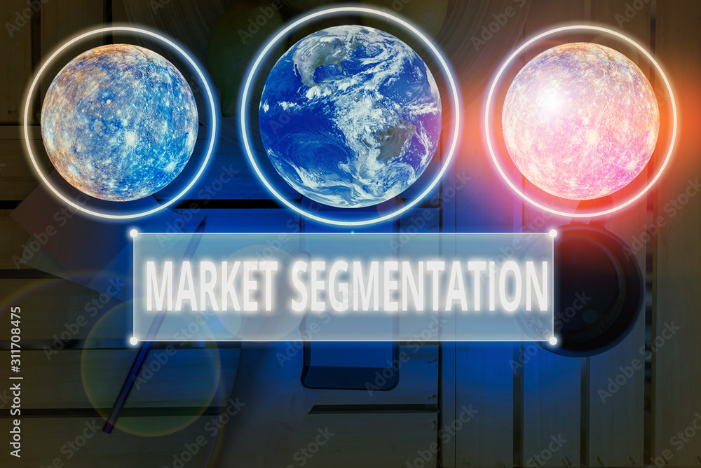 Poster writing note showing market segmentation. business concept for dividing a market of potential custom