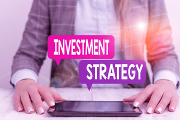 Word writing text Investment Strategy. Business photo showcasing the systematic plan to allocate...