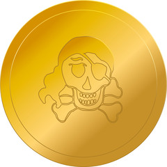 pirat skull gold coin Piratengoldmünze
