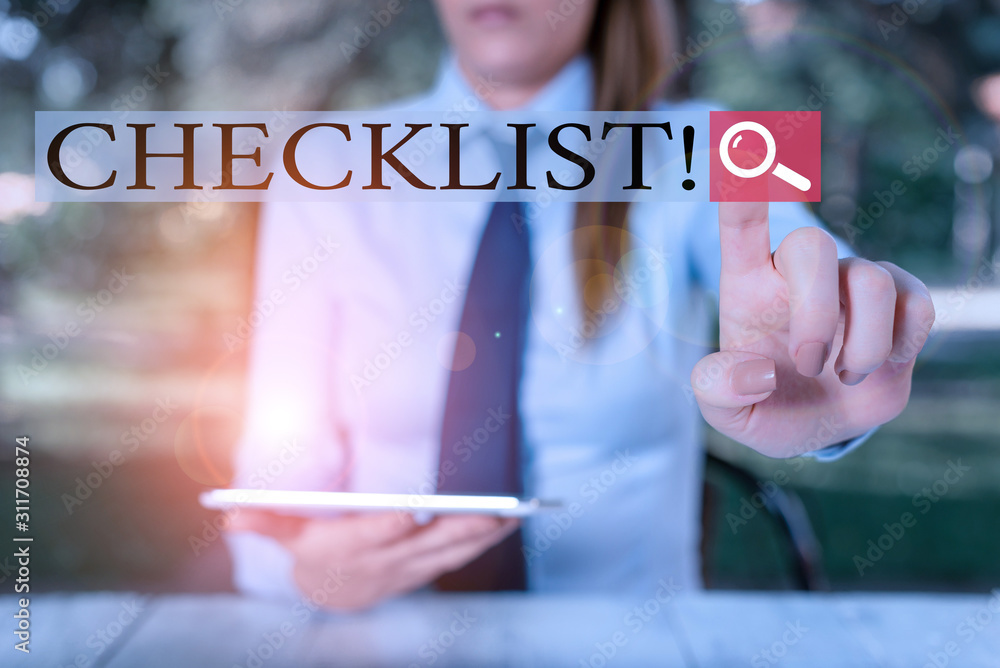 Poster text sign showing checklist. business photo showcasing list items required things be done or points 