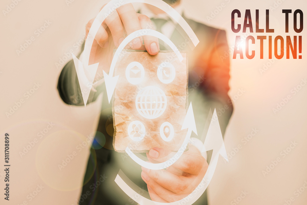 Poster conceptual hand writing showing call to action. concept meaning exhortation do something in order ac