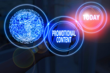 Text sign showing Promotional Content. Business photo text persuade target audiences of the merits...