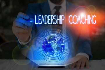 Conceptual hand writing showing Leadership Coaching. Concept meaning individualized process that...