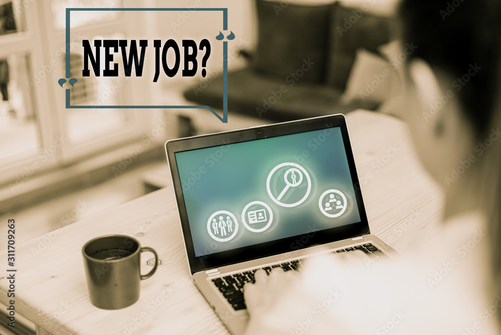 Poster text sign showing new job question. business photo showcasing asking if a demonstrating got regular 
