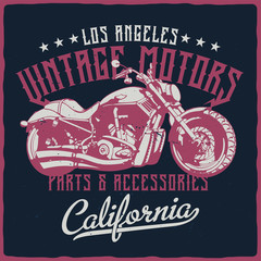 Fototapeta premium T-shirt or poster design with illustration of isolated motorcycle.