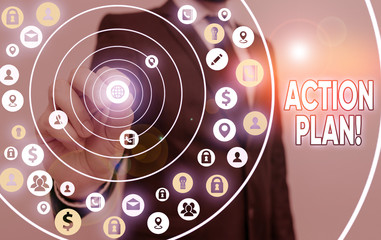 Obraz premium Handwriting text Action Plan. Conceptual photo proposed strategy or course of actions for certain time