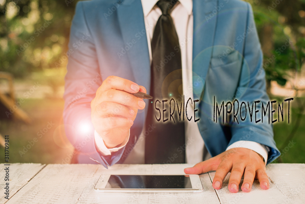 Poster text sign showing service improvement. business photo text continuous actions that lead to better se