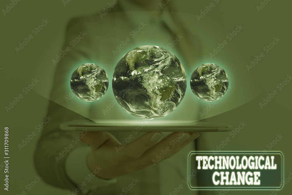 Poster handwriting text writing technological change. conceptual photo increase in the efficiency of a prod