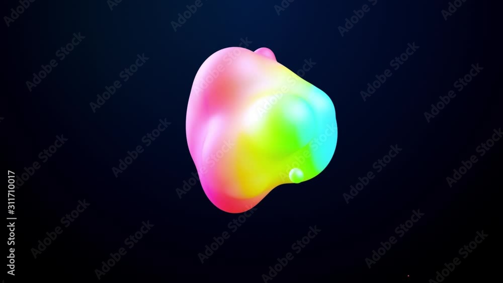 Poster abstract 3d background with beautiful colorful gradient on metaball, spheres circulate in air with i