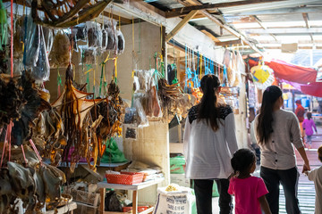 Semporna, Malaysia - November 28, 2019 :  A View inside a local market in Semporna.