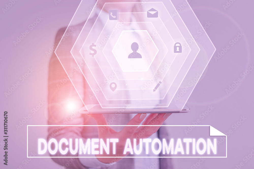 Poster conceptual hand writing showing document automation. concept meaning workflows that assist in creati