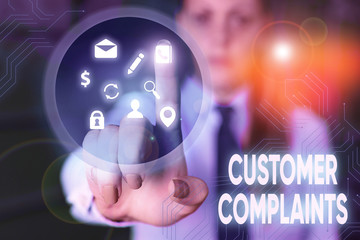 Conceptual hand writing showing Customer Complaints. Concept meaning expression of dissatisfaction on a consumer s is behalf
