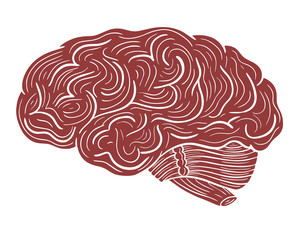 human brain hand drawn engraved sketch drawing vector