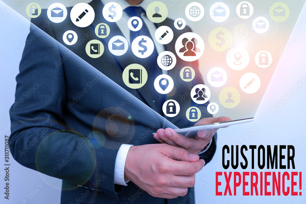 Poster text sign showing customer experience. business photo showcasing product of interaction between orga