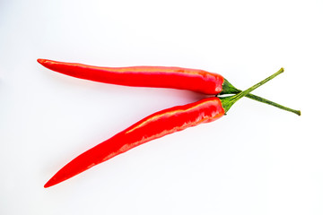 Red chilli isolated on a white background.