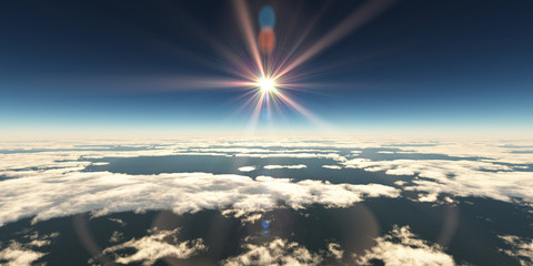 Fototapeta na wymiar above clouds sun ray,
