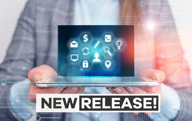 Handwriting text New Release. Conceptual photo announcing something newsworthy recent product