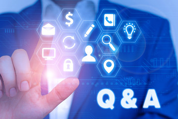 Handwriting text writing Q And A. Conceptual photo in which demonstrating asks questions and another one answers them