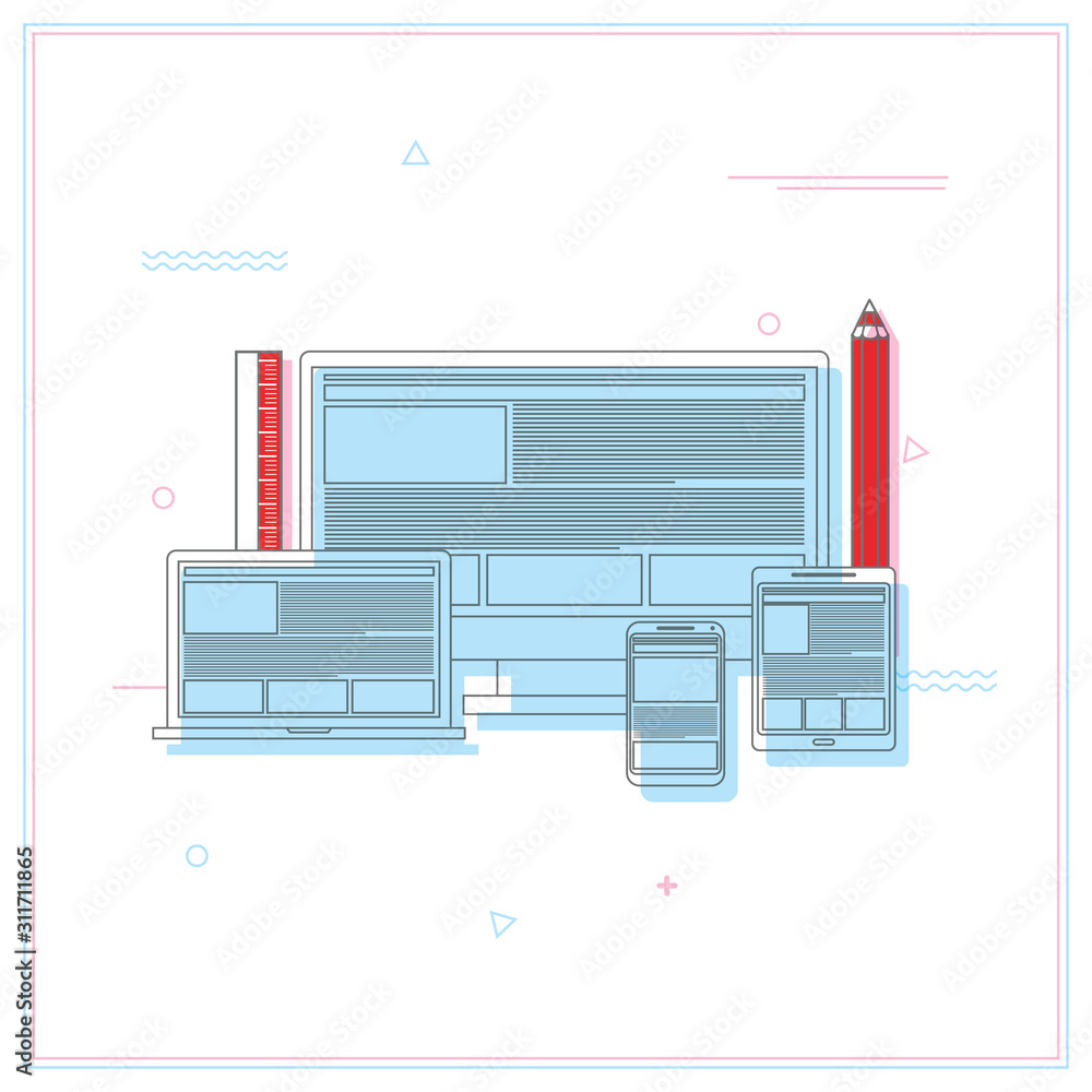 Poster responsive web design development illustration
