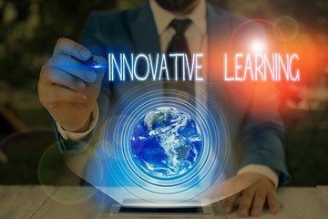 Conceptual hand writing showing Innovative Learning. Concept meaning Interdisciplinary teaching that stirs analytic thinking Elements of this image furnished by NASA