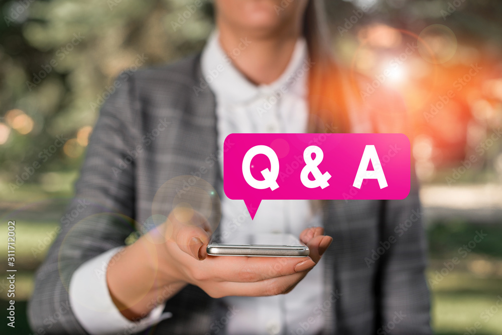 Poster writing note showing q and a. business concept for a period of time or an occasion when someone answ