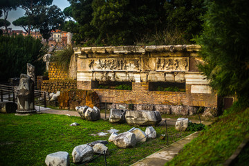 Italy / Rome 14. December 2019 The ruins of the Roman Forum