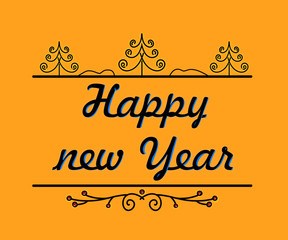 Happy New year 2020 illustration minimalism orange background