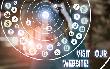 Word writing text Visit Our Website. Business photo showcasing visitor who arrives at web site and...