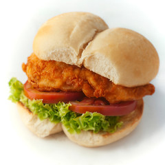 exquisite fried chicken sandwich on crusty and hot bread