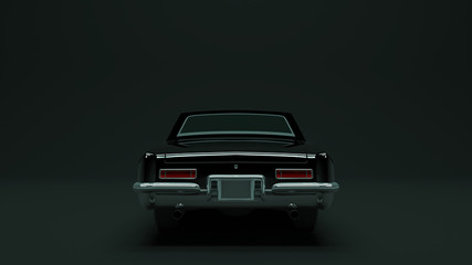 Powerful Black Gangster Luxury 1960's Style Car 3d illustration 3d render