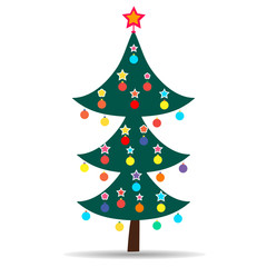 Vector illustration. Green Christmas tree