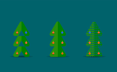 Vector illustration. Green Christmas tree