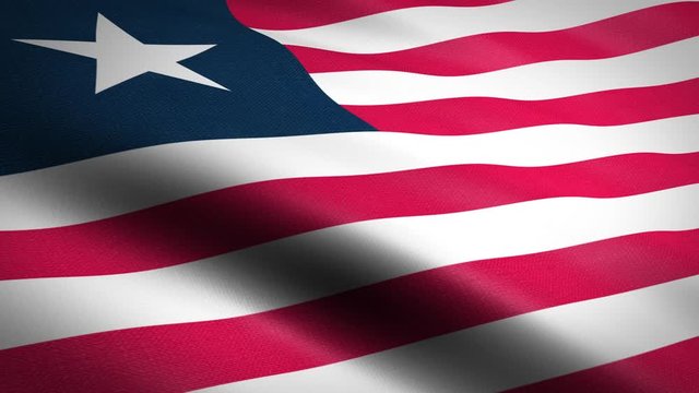 Flag of Liberia. Waving flag with highly detailed fabric texture seamless loopable video. Seamless loop with highly detailed fabric texture. Loop ready in HD resolution 1080p 60fps