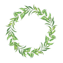 Floral watercolor wreath with greenery for design and decoration of cards and invitations, Valentine's day, weddings.