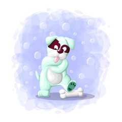 Cute Cartoon Dog Illustration Vector Template