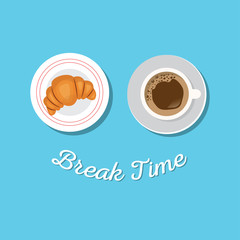 Breakfast concept with fresh food and drinks flat icons set vector illustration