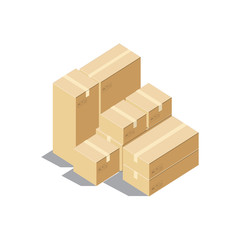Different box vector isometric icons isolated pack move service or gift container packaging illustration