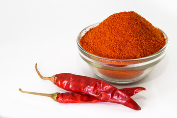 Dried red chilli and powder