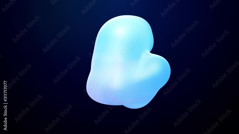 Aufkleber 3d abstract background, droplets of molten wax with internal blue glow merge and fly apart in liquid
