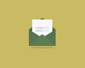 UI/UX design for mail vector icon.Email address password in envelope.Envelope vector icon.