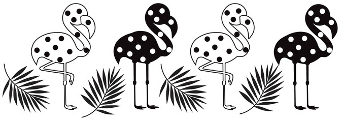Flamingo with Palm Leaf Vector Illustration