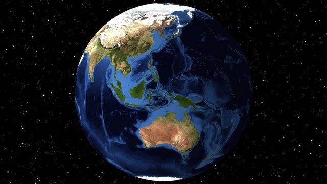 Video Footage Beautiful rotating Earth. View from Space Satellite.World ground map day time.Close up from Animation planet at day time.3D Rendering animation using satellite imagery (NASA).4k Ultra HD