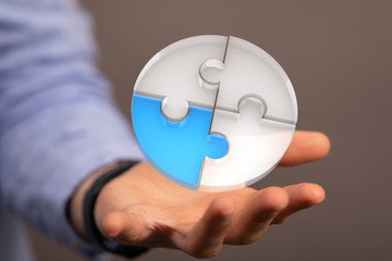 puzzle hand solution concept business.