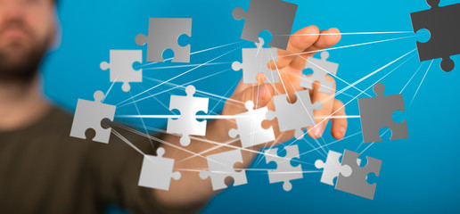puzzle hand solution concept business.