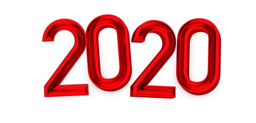 2020 year in red digital 3d