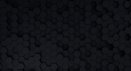 Dark abstract geometric hexagonal background. 3d rendering