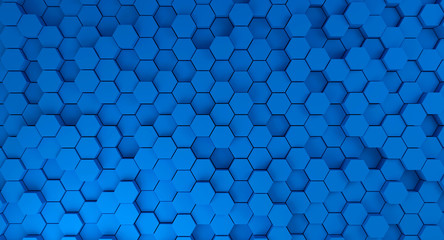 Abstract geometric hexagonal blue background. 3d rendering
