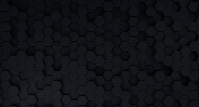 Dark abstract geometric hexagonal background. 3d rendering © dmod