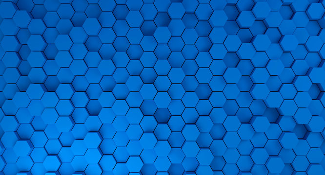 Abstract geometric hexagonal blue background. 3d rendering © dmod